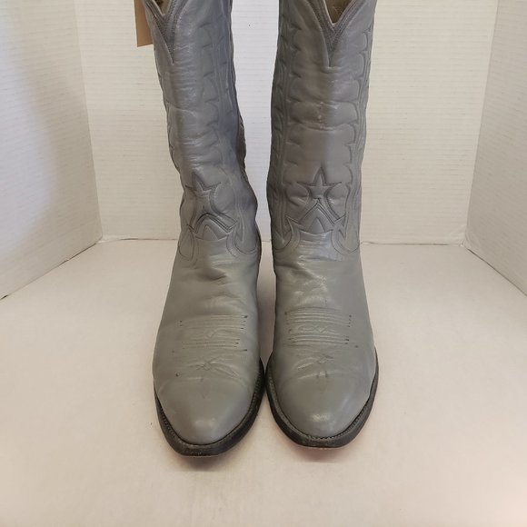 men's Grey Leather Western Cowboy Boots Tony Lama size 9 - Picture 2 of 5